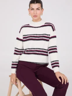 Striped Chenille Mock Neck Sweater