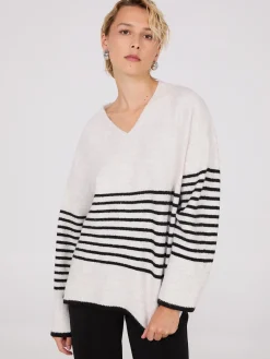 Striped V-Neck Loose Sweater