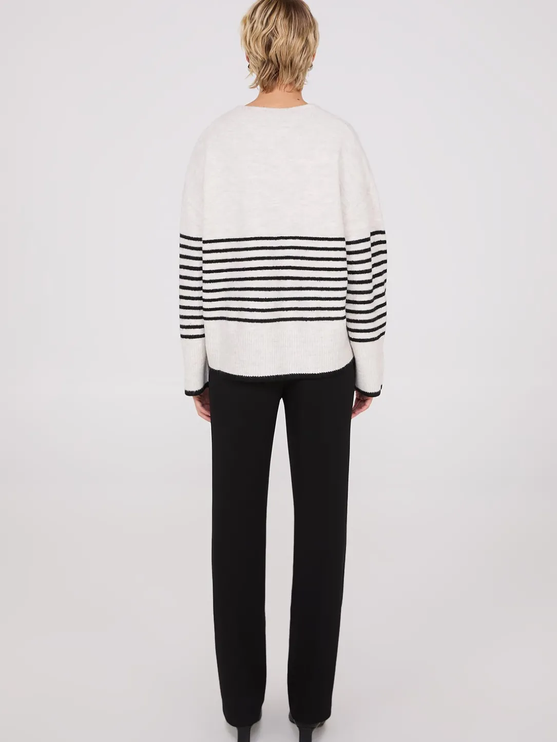 Striped V-Neck Loose Sweater