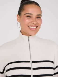 Striped Zip-Front Sweater