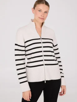 Striped Zip-Front Sweater