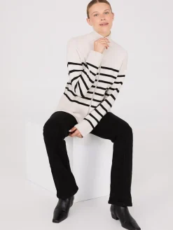 Striped Zip-Front Sweater