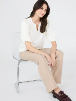Textured Jacquard Top With Front Keyhole
