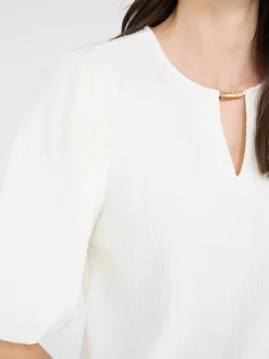 Textured Jacquard Top With Front Keyhole