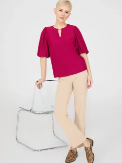 Textured Jacquard Top With Front Keyhole