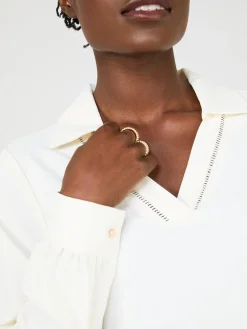 Textured Johnny Collar Popover Blouse