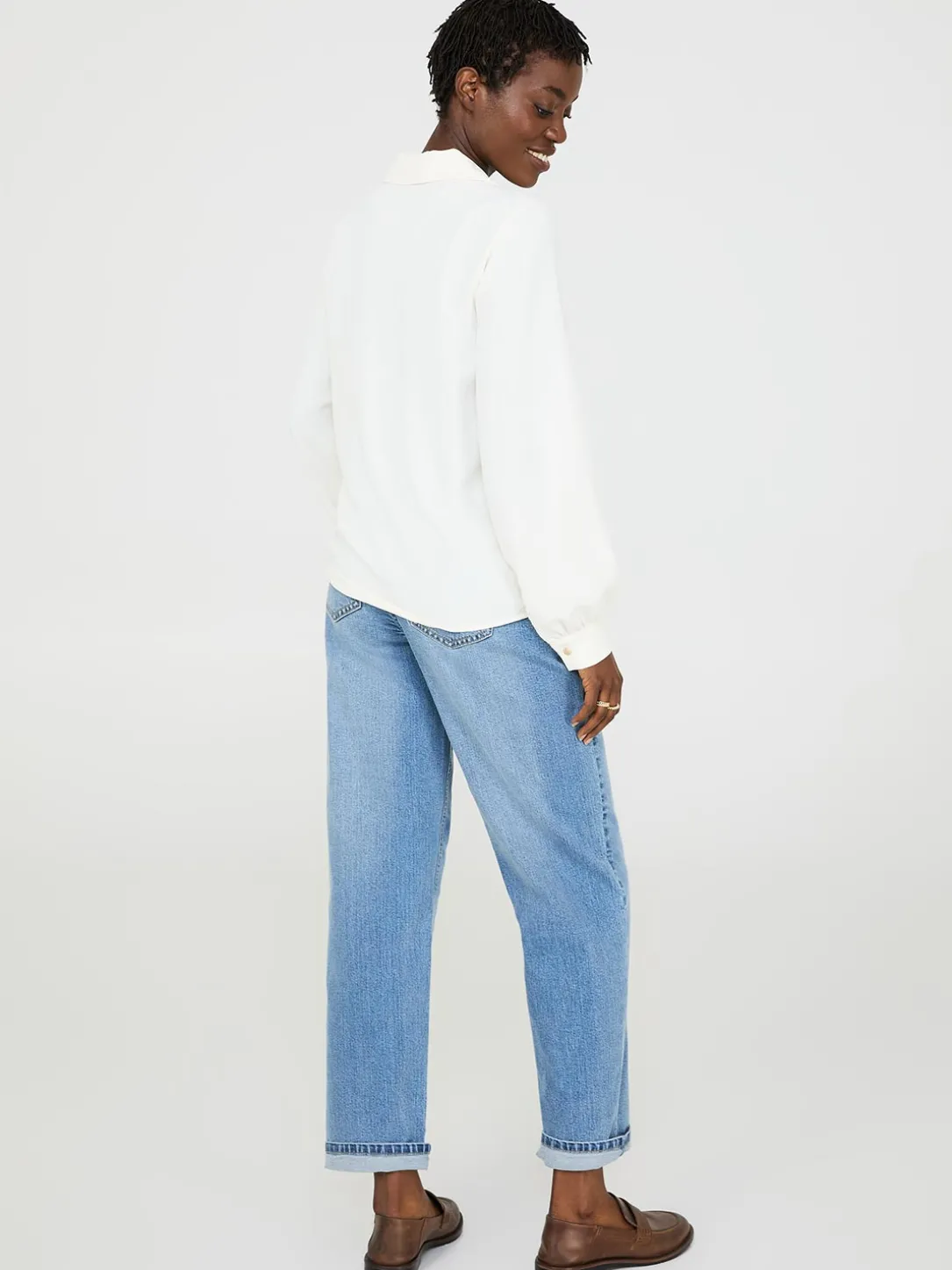 Textured Johnny Collar Popover Blouse