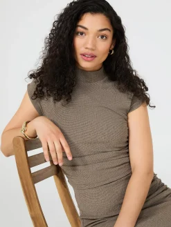 Textured Mock Neck Top