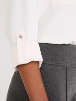 Textured Utility Pocket Blouse