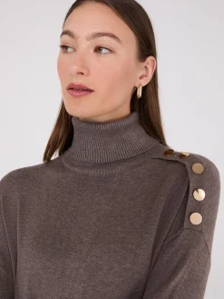 Turtleneck Sweater With Button Details