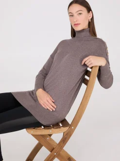 Turtleneck Sweater With Button Details