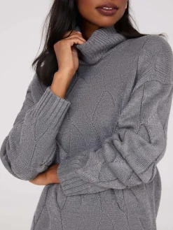 Twisted Cable Knit Turtleneck Sweater