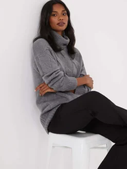 Twisted Cable Knit Turtleneck Sweater