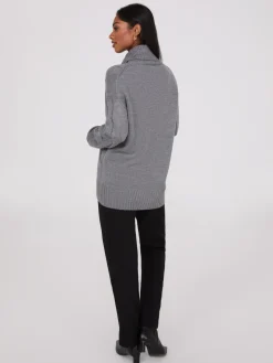 Twisted Cable Knit Turtleneck Sweater