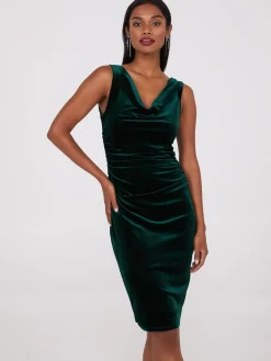 Velvet Cowl Neck Dress