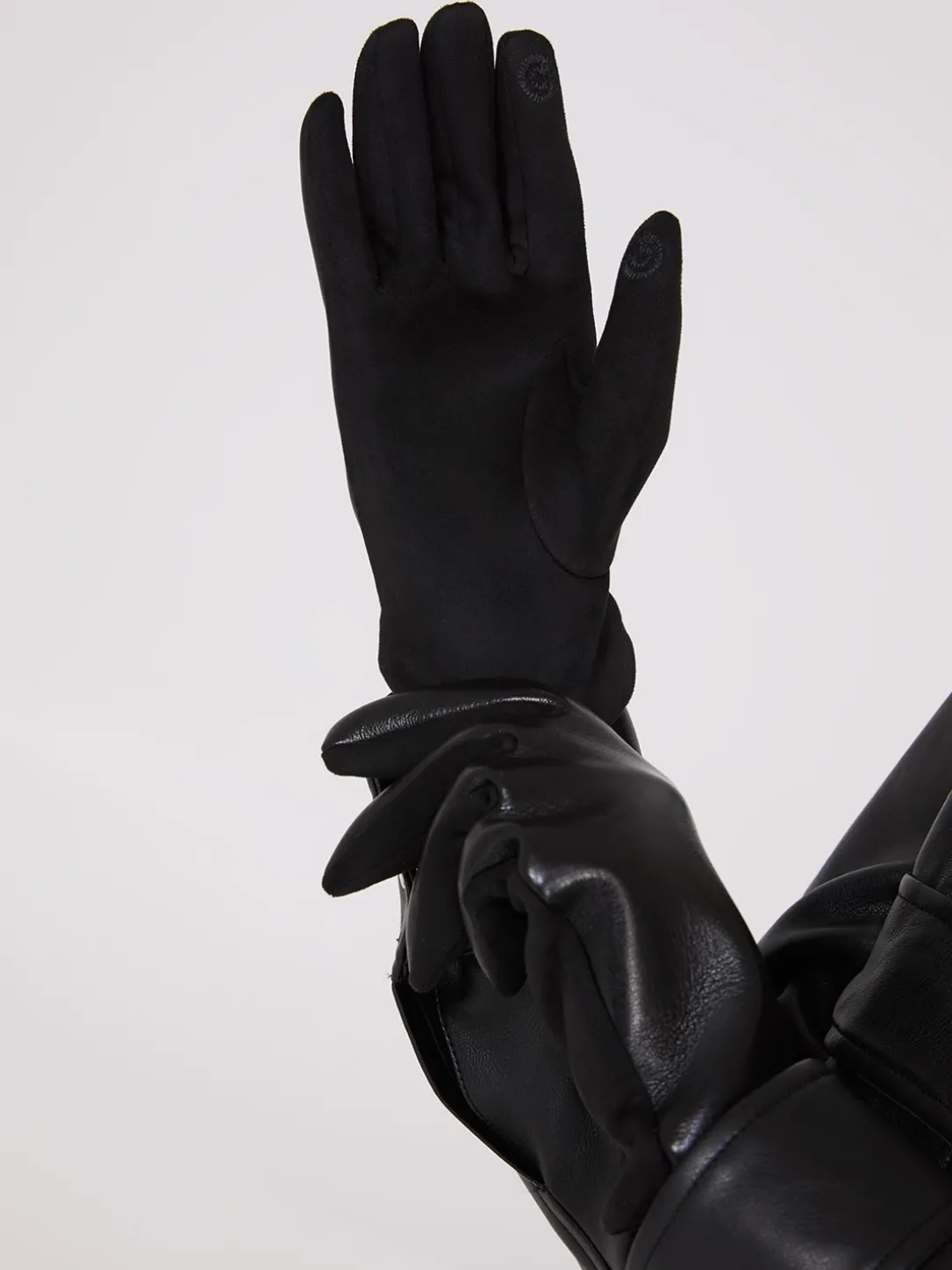 Velvet-Lined Faux Leather Gloves