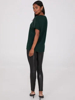 V-Neck Dolman Sleeve Rhinestone Top