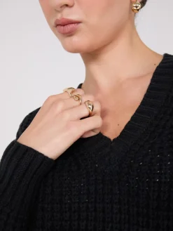 V-Neck Honeycomb Stitch Sweater