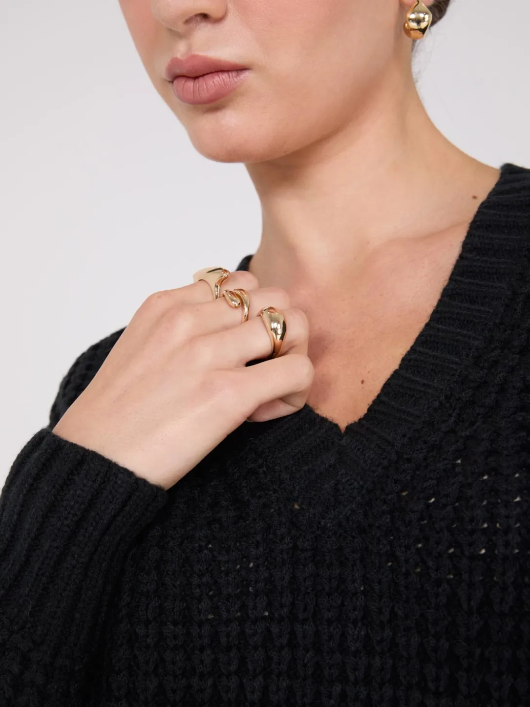 V-Neck Honeycomb Stitch Sweater