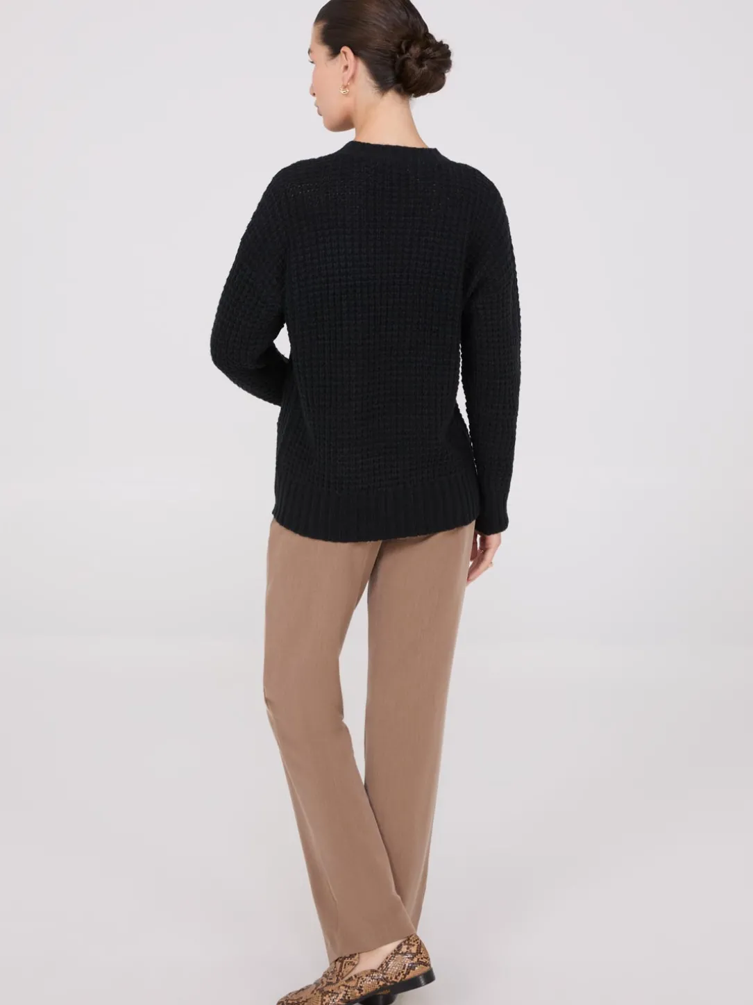 V-Neck Honeycomb Stitch Sweater