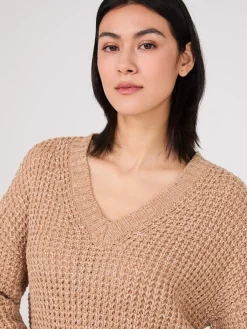 V-Neck Honeycomb Stitch Sweater