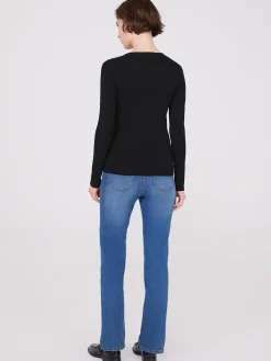 V-Neck Long Sleeve Sweater With Ribbed Details