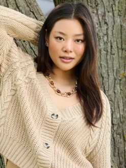 V-Neck Multi Cable Cardigan
