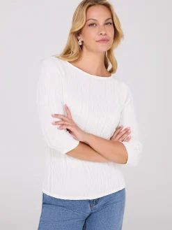 Wave Pattern Boat Neck Top