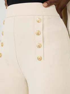 Wide-Leg Pants With Gold Button Details