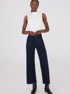 Wide-Leg Raw Edge Jeans