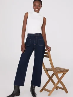 Wide-Leg Raw Edge Jeans