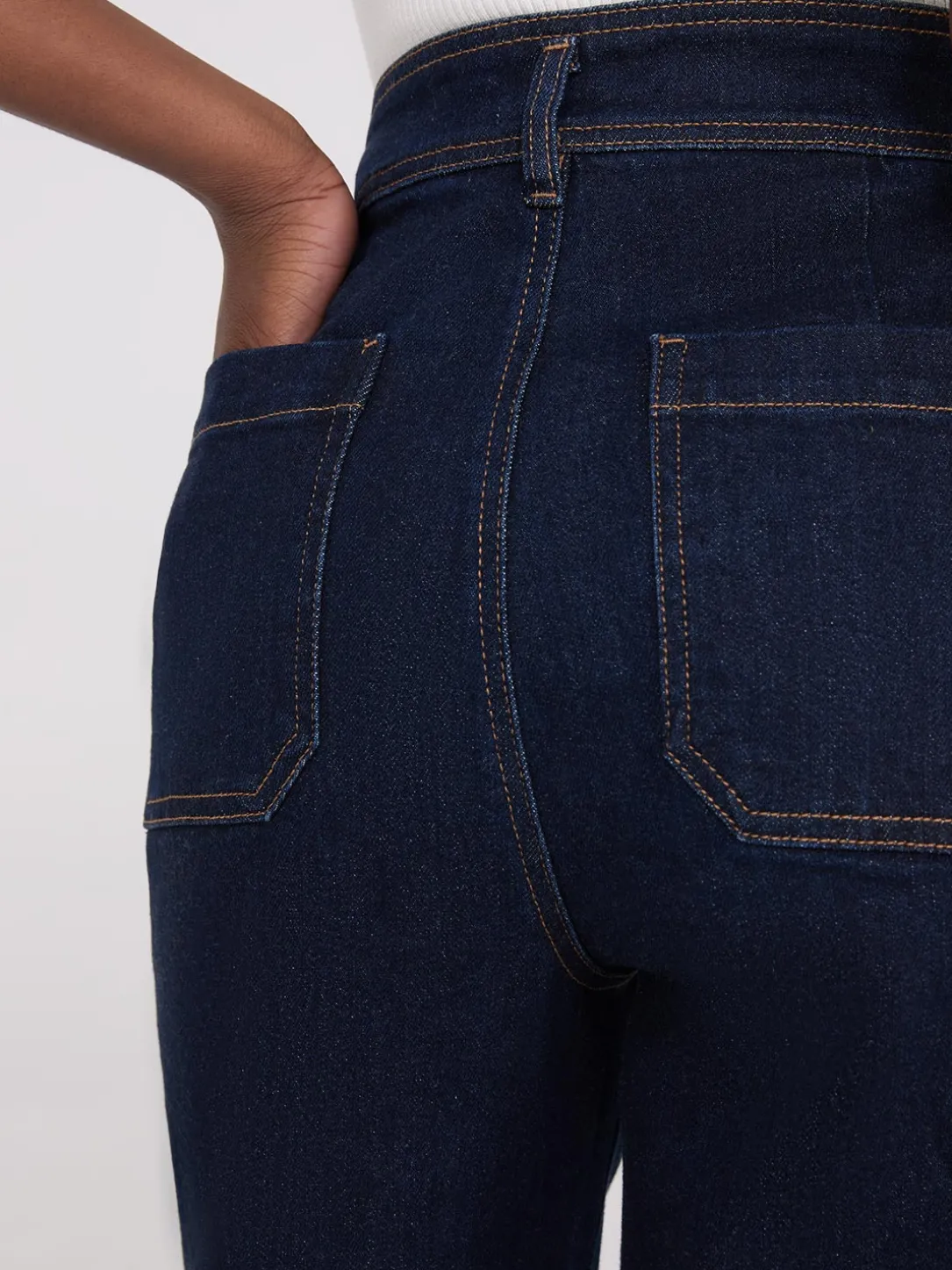 Wide-Leg Raw Edge Jeans