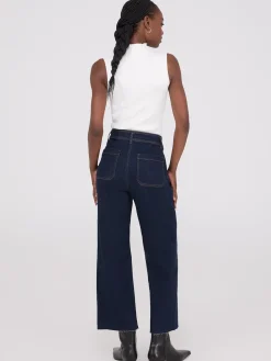Wide-Leg Raw Edge Jeans