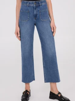 Wide-Leg Raw Edge Jeans