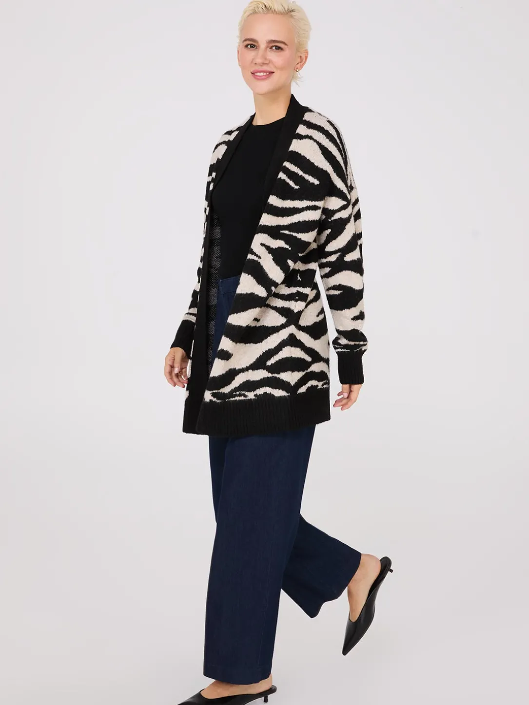 Zebra Print Drop Shoulder Duster