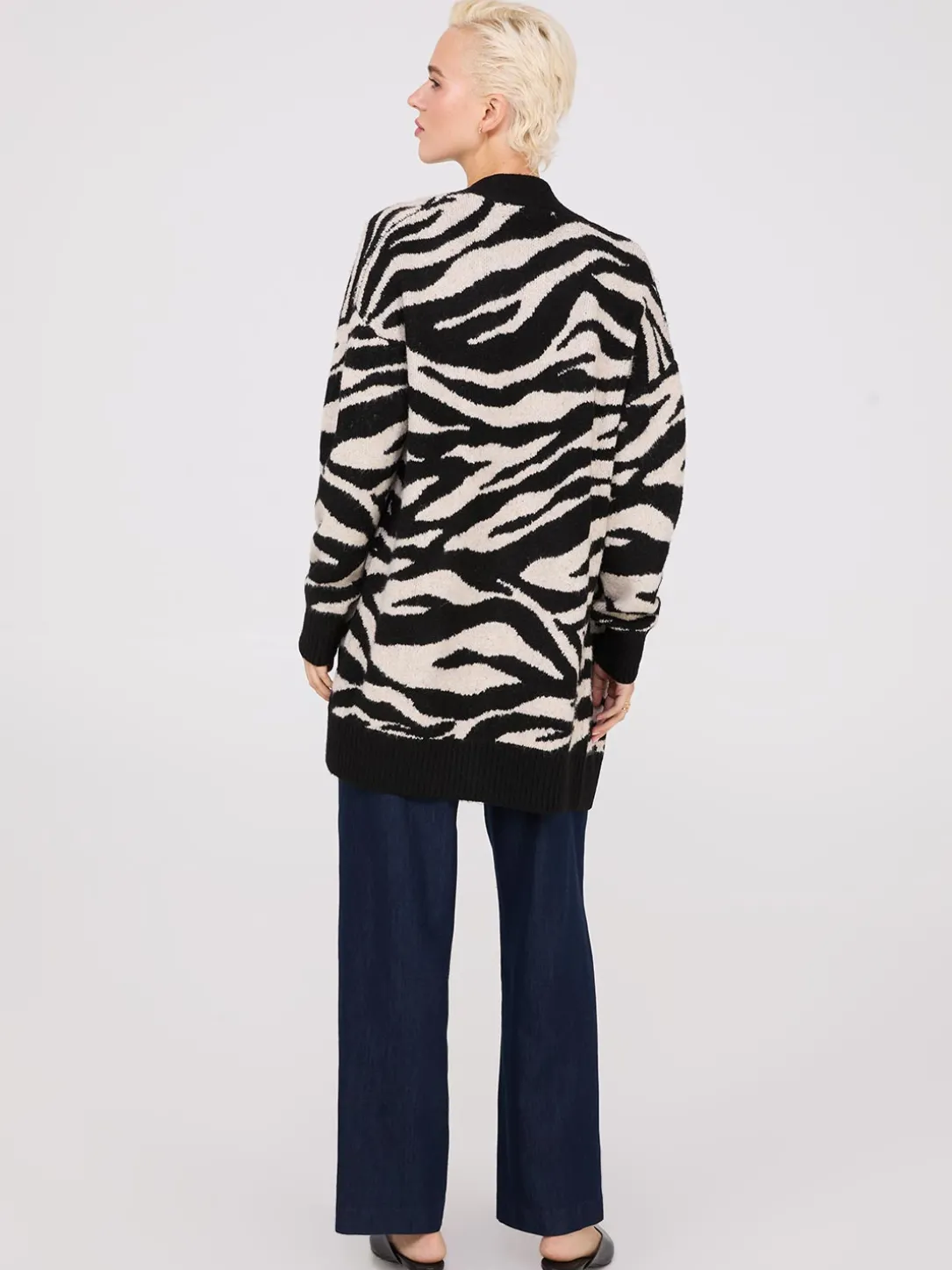 Zebra Print Drop Shoulder Duster