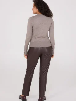 Zip Sleeve Crew Neck Sweater