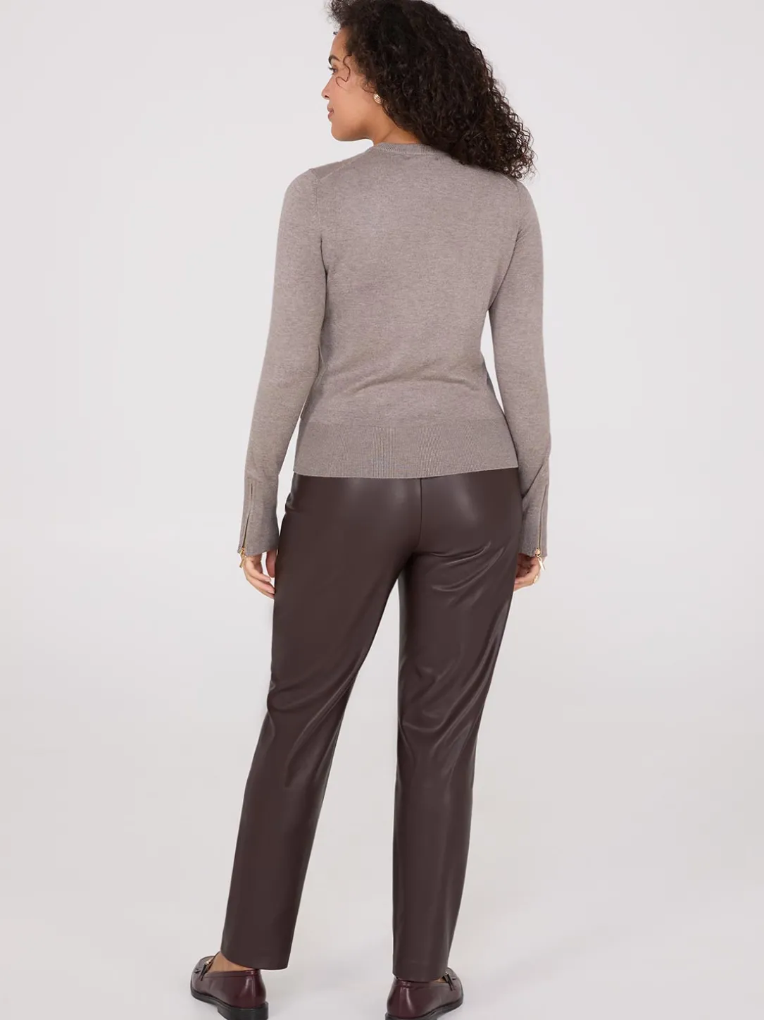 Zip Sleeve Crew Neck Sweater