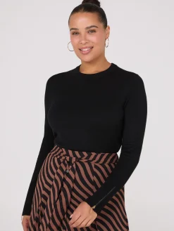 Zip Sleeve Crew Neck Sweater