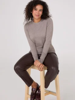 Zip Sleeve Crew Neck Sweater
