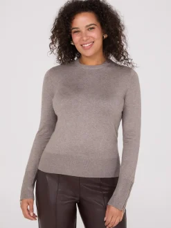 Zip Sleeve Crew Neck Sweater