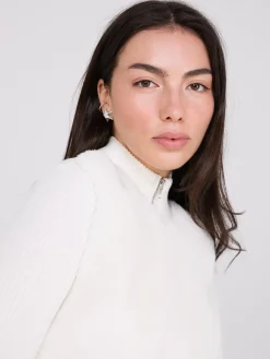 Zip-Front Faux Fur Sweater