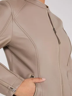 Zip-Front Faux Leather Jacket