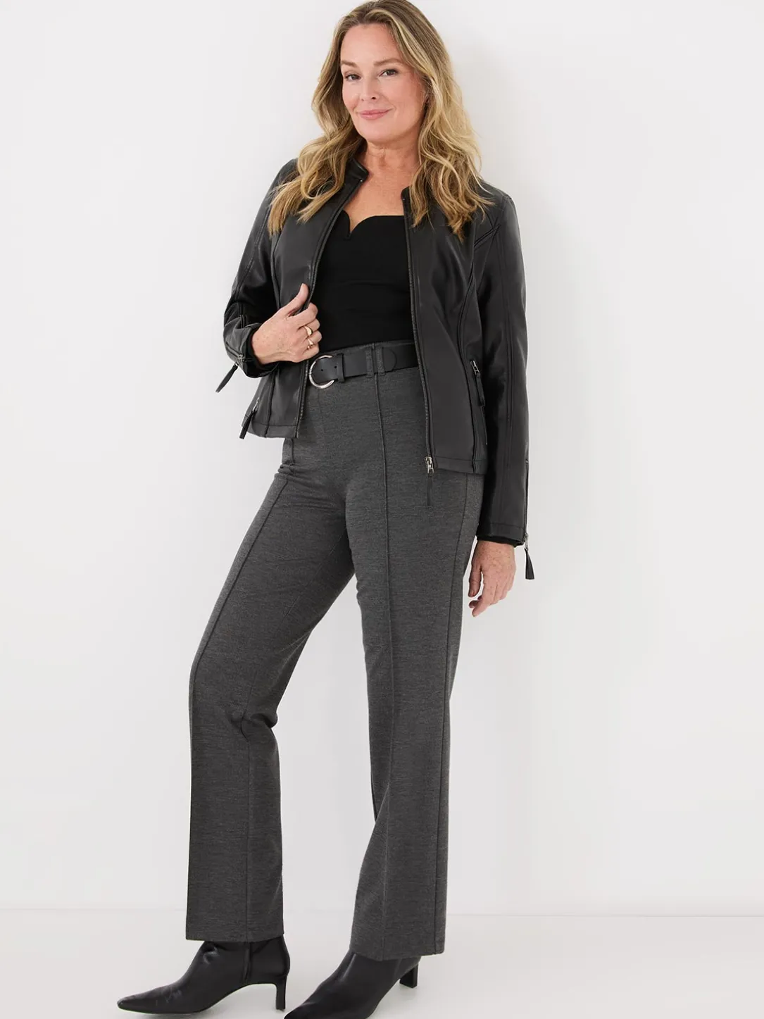 Zip-Front Faux Leather Jacket