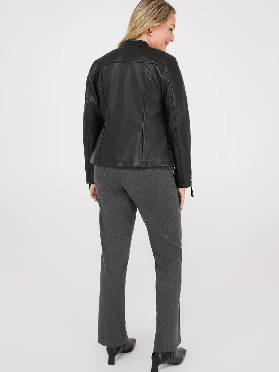 Zip-Front Faux Leather Jacket