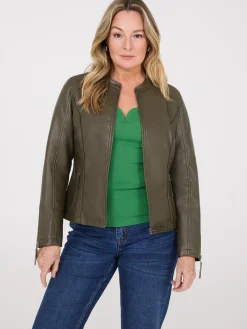 Zip-Front Faux Leather Jacket