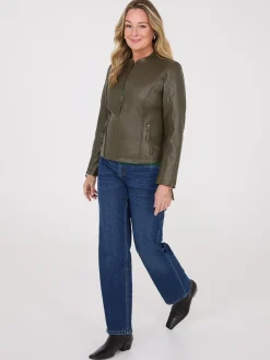 Zip-Front Faux Leather Jacket
