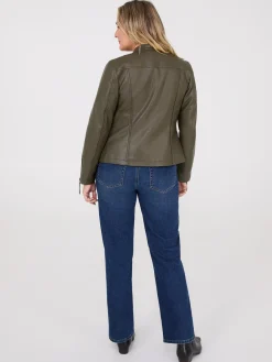Zip-Front Faux Leather Jacket