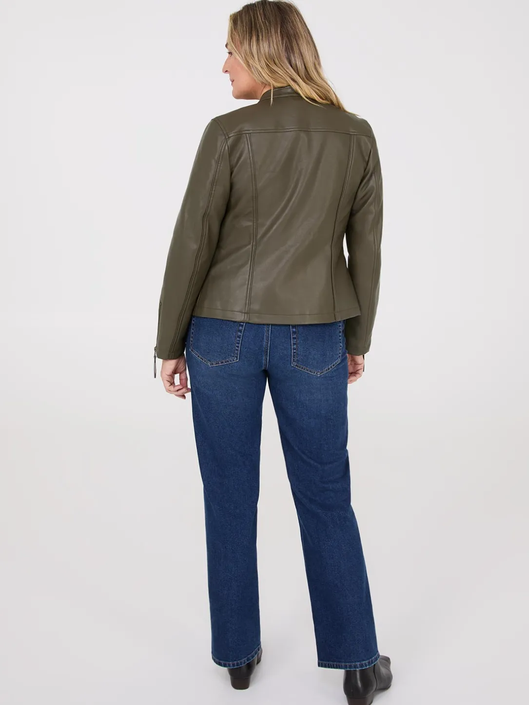 Zip-Front Faux Leather Jacket